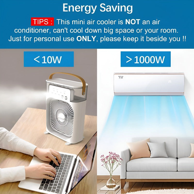 Portable Air Cooler Desk Fan with Water Spray – USB Mini Air Conditioner