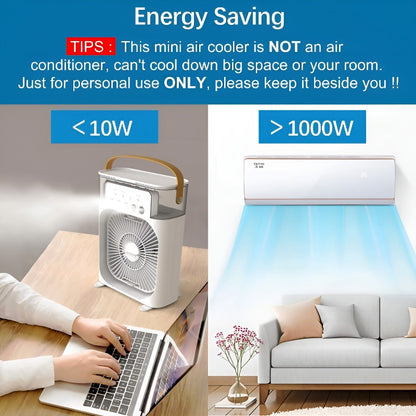 Portable Air Cooler Desk Fan with Water Spray – USB Mini Air Conditioner