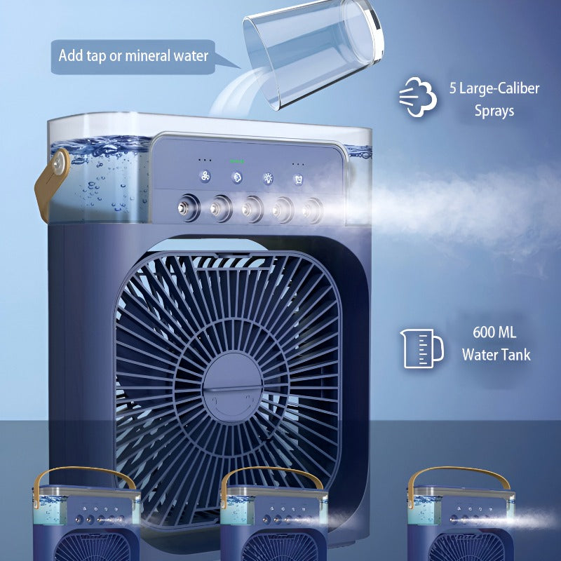 Portable Air Cooler Desk Fan with Water Spray – USB Mini Air Conditioner